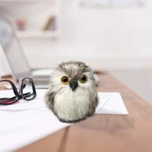 Faux Fur Owl Figurines Realistic Plush Owl Ornaments Small Animal Sculptures Home Garden Decorations