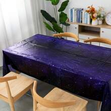 1pc Purple Galaxy Tablecloth, Square Plastic Tablecloth, Waterproof & Stain Resistant, Durable & Easy To Spread, Suitable For Events, Picnics, Camping Etc.