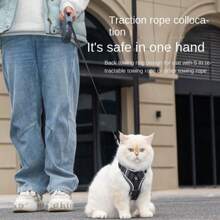 Reflective Pet Harness And Leash Set For Dog & Cat, Escape Proof Adjustable Small Dog Harness With Soft Mesh