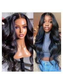 36inch Discount Body Wave 13x4 Lace Front Wigs Pre Plucked With Baby Hair Lace Frontal Wigs Human Hair Body Wave 180 Density Blended Hair Pre Plucked Wigs For Women Natural Black Lace Frontal Wig Body Wave Lace Front Wigs Human Hair Body Wave Lace Front Wig Natural Black For Women, Long Wavy Style Body Wave Lace Front Wig, Natural Black Color For Women Christmas Suitable As Women's Gift(Bob Wigs 8-16 Inch) - SNatural - View 6