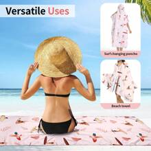 Toalha de Praia Multifuncional de Secagem Rápida e Livre de Areia, Poncho de Surf com Capuz Compacto para Adultos Homens e Mulheres, Roupa de Mergulho com Mangas Ajustáveis para Surf, Natação, Banho, Casamento, Decoração de Casa e Banheiro, Volta às Aulas