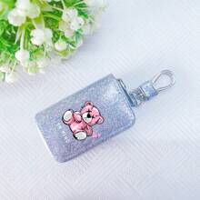 Car Key Bag Uniform Car Key Storage Bag Creative Keychain Blingbling Car Key Protector Secure Zipper Closure Protector Stylish Waist Pocket Car Key Protector Unisex For Women Mini Wallet,1pc Black & Gold PU Leather Car Key Case - Multicolor - View 35