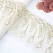 2yards Gold Thread Embroidery Lace  Characteristics Clothing Dress Decoration DIY Handmade Decorative Accessories - Gold - View 5