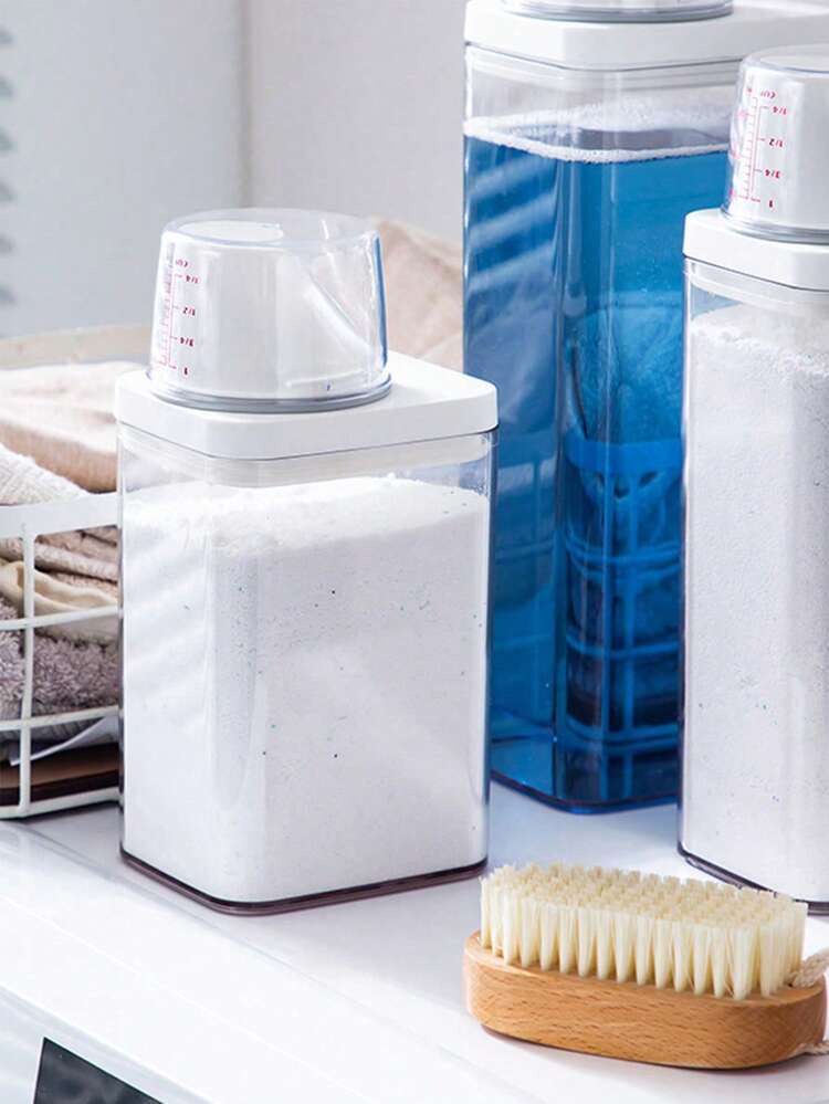 Transparent Storage Canister For Laundry Powder, 1pc Airtight Jar Organizer - Multicolor - View 6