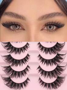Limete Eyelash 10 Pairs Natural Full Strip Lashes, Thick & Fluffy Dramatic Eyelashes, Charming Eye Makeup Suitable For Daily, Party, Travel