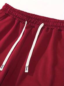 Spring/Autumn New Men's Solid Cargo Jogger Sweatpants , Casual Sporty Regular Fit Plus Size Fitness Running Multi Pocket Drawstring Waist Pants - Red - View 3