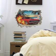 1pc Flame Car Mural Wall Sticker For Bedroom, Living Room, Entryway, Wardrobe, Dorm Room, Home Decor, Suitable For Men Room Decor Wall Decor Bathroom Decor Bedroom Decor Room Decoration Stuff Living Room Decor House Decor Home Decor Living Room Wall Art Wall Paper Stickers Personalised Stickers