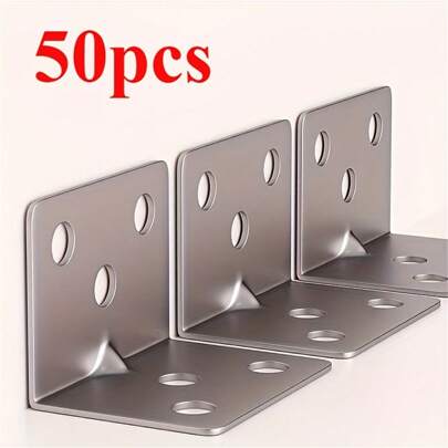 Stainless Steel Straight Angle Brackets, 90 Degree L-Shape Metal Connectors, Heavy Duty Right Angle Supports For Wooden Furniture, Suitable For Furniture And Shelf Construction, Screws Not Included