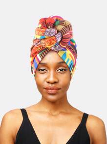 1pc Women's Printed Textured Knitted Turban Hat, Versatile Headwrap For Everyday Use - Multicolor - View 2