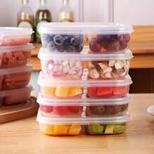 4pcs 2 Cell Food Storage Container With Soft Seal Lid - Reusable, Leak-Proof Refrigerator Organizer For Meat, Vegetables And Fruit - Perfect For Kitchen And Outdoor Picnics