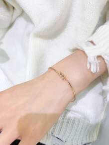 1 pieza Brazalete redondo de plata S925 personalizado con circonita cúbica elegante, versátil y adecuado para uso diario, regalo para mujeres