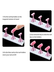 1pc Magnetic Acrylic Nail Holder Fake Practice Display Stand Organizer Showing Shelf Manicure Train