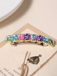 1pc Random Color Rhinestone Simple Fashion Versatile Spring Hair Clip, School Stuff, Looks Of Party