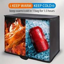 1 pezzo Borsa isolata portatile ad alta capacità, con isolamento termico a 3 strati, in tessuto non tessuto PVC, può mantenere il cibo caldo/freddo per 1,5 ore, rivestimento interno in alluminio facile da pulire, imbottitura in schiuma, manico, adatta per il ritorno a scuola, borsa da trasporto per uso esterno