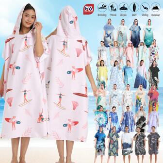 Beach Changing Towel Multifunctional Quick-Dry Sand Free Compact Surf Poncho Robe With Hooded For Adult Men And Women Wetsuit Adjustable Sleeves Surfing Swimming Bathing Summer Wedding Home Bathroom Decor Back To School