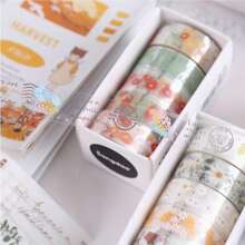 5 Rolls/Box, Floral Pattern Coloured Tape Material Decorative Stickers And Paper Tape, Journaling Stickers, Creative Masking Tape, Scrapbook Decorating, Journaling Decorating, Arts And Crafts Project Decorating, Collage Decorating Back To School