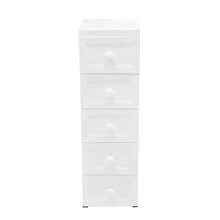 White Chest Of Drawers Narrow Cabinet With Five Drawers Mobile Storage Space With Wheels Dimensions: 25 * 34 * 82 Cm - trắng - Xem 7