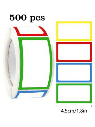250pcs/Roll Colorful Blank Sticker Labels, Handwritten Markers Roll-Up Sorting Labels, PVC Waterproof Large Size Bottle & Spice Jar Labels,School Supplies,Back To School