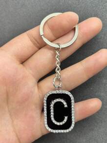 1PC Heren Zwarte Olie Druipende Metalen Legering Letter Sleutelhanger Is Geschikt Als Een Geschenk Hanger Voor Vrienden En Familie