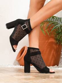 Women Outdoor Casual Thick High Heel Hollow Peep-Toe Thick Heel High Platform Sandals - Black - View 1