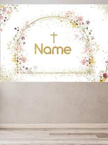 1pc Customizable Christening Themed Party Decoration Cross Banner,Communion Party Decoration Backdrop For Photography