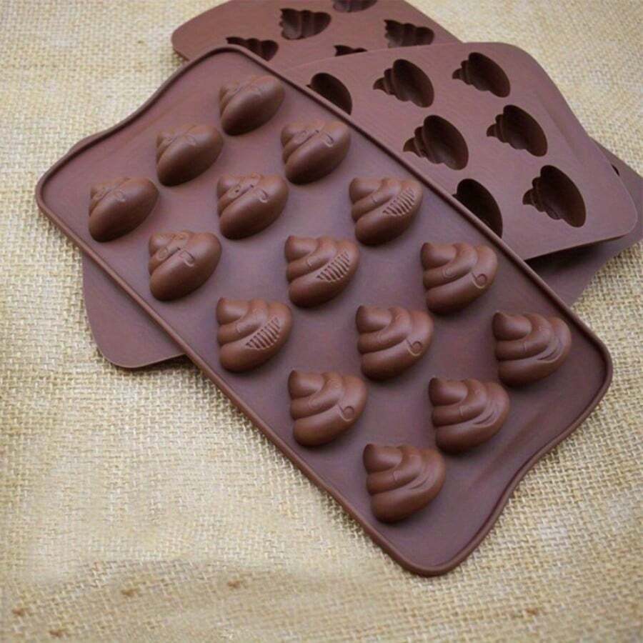 15 moldes de silicona con forma de heces para tartas, chocolates, caramelos y herramientas de repostería DIY - Marrón Chocolate - Ver 1