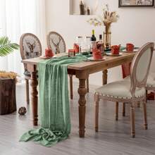 1pc Cheese Motif Bohemian Chiffon Table Runner, Transparent Lace Runner Suitable For Wedding, Bridal Shower, Baby Shower, Birthday Party, Cake Table Decor