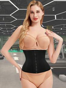 1pc Is A Shaping, Sweat Wicking, And Body Shaping Waist Belt Designed Specifically For Women. It Is A Women's Sealed Waist Sports Corset With Zippers And Buckles, And Is A Comprehensive Abdominal Fat Waist Trainer | Abdominal Compression And Shaping | Effective Abdominal Wrapping And Sweatband, Accelerating Fat Burning And Doubling Sweating - Black - View 3