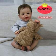 Rebirth Doll 55CM Lifelike Cute Face Newborn Doll, 22-Inch Rebirth Doll With Feeding Accessories And Yellow Duck Gift Set, It Is A Very Cute Doll - Light Grey - View 2