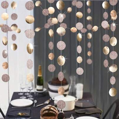 4m/String Round Disc Hanging Garland, Party Background Decoration For Weddings, Graduations, Birthdays