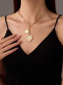 1pc Mother's Day Love You Heart Letter Pendant Necklace For Ladies, Fashion High-End Gift Suitable For Holiday, Birthday, Banquet, Wedding, Or Daily Wear