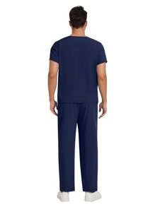 Surgical Uniforms Men Scrubs Nursing Sets Tops+Pants Suit Murse Scrubs Uniform Beauty Salon Work Clothes Hospital Scrubs Sets - Navy Blue - View 6