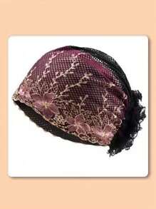 1pc Women Summer Lace Beaded Flower Decor Headband, Fashion Versatile Headwrap, Suitable For Daily Use - A - View 4