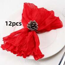 6/12/18/24/30pcs Set Balinese Sheer Coffee Color Napkins, 19.7 X 19.7 Inch Square Romantic Boho Style Transparent Napkins For Gift, Decoration, Vintage Bridal Shower, Birthday Party, Holiday Table Centerpiece (Multi-Color Options)