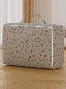 1pc Bear Design Laundry/Storage Bag, Large Capacity Waterproof Clothes/Bedding Organizer Bag, For Moving And Storage - Grey - View 2