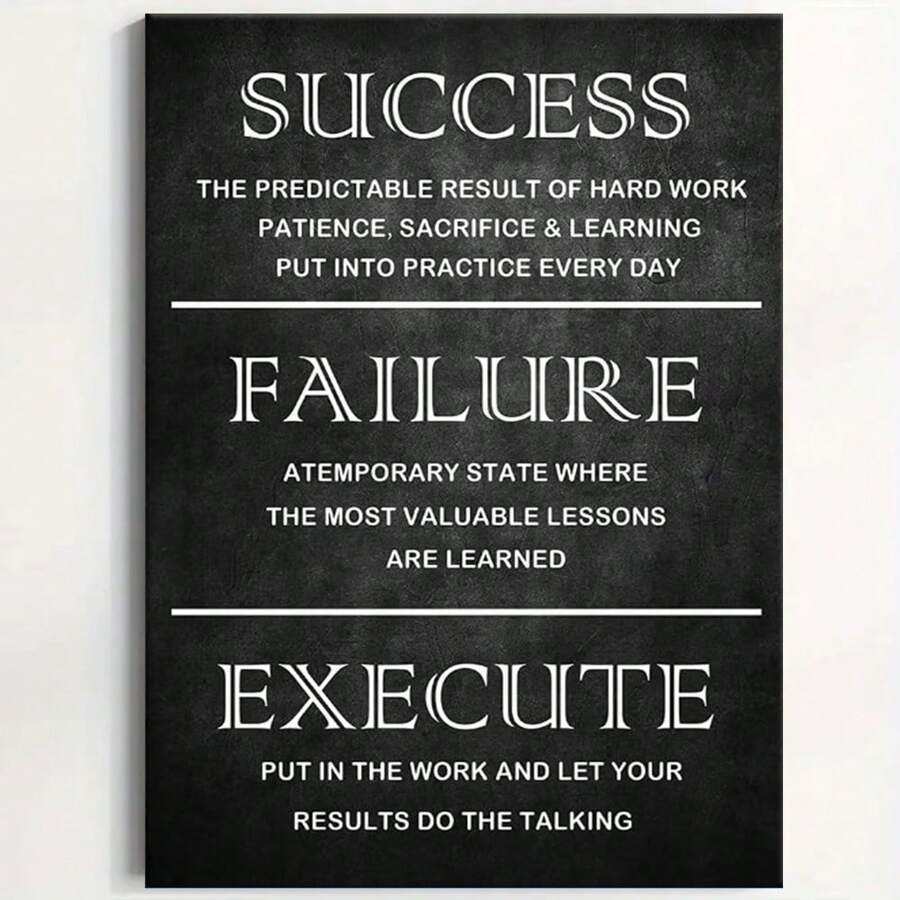 Framed Inspirational Office Framed Wall Art Motivational Quotes Poster Inspiring Success Quotes Canvas Painting Print Artwork For Modern Living Room Wall Decoration Ready To Hang - Framed - View 1