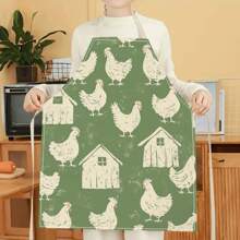 1pc Chicken House 3D Pattern Linen Apron For Home Cooking, Kitchen Wear, And Cooking Enthusiasts - Multicolor - View 10