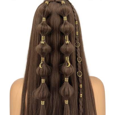 44个星月组合时尚镂空金属发圈，适合女性和女孩的节日装扮