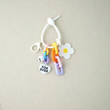 创意糖果色花心吊坠钥匙扣可爱小花朵钥匙圈包包挂件配饰夏季