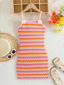 Vestido sin mangas con tirantes y estampado floral, bohemio y de rayas para niñas, nueva moda de verano para niñas preadolescentes mayores - Multicolor - Ver 1
