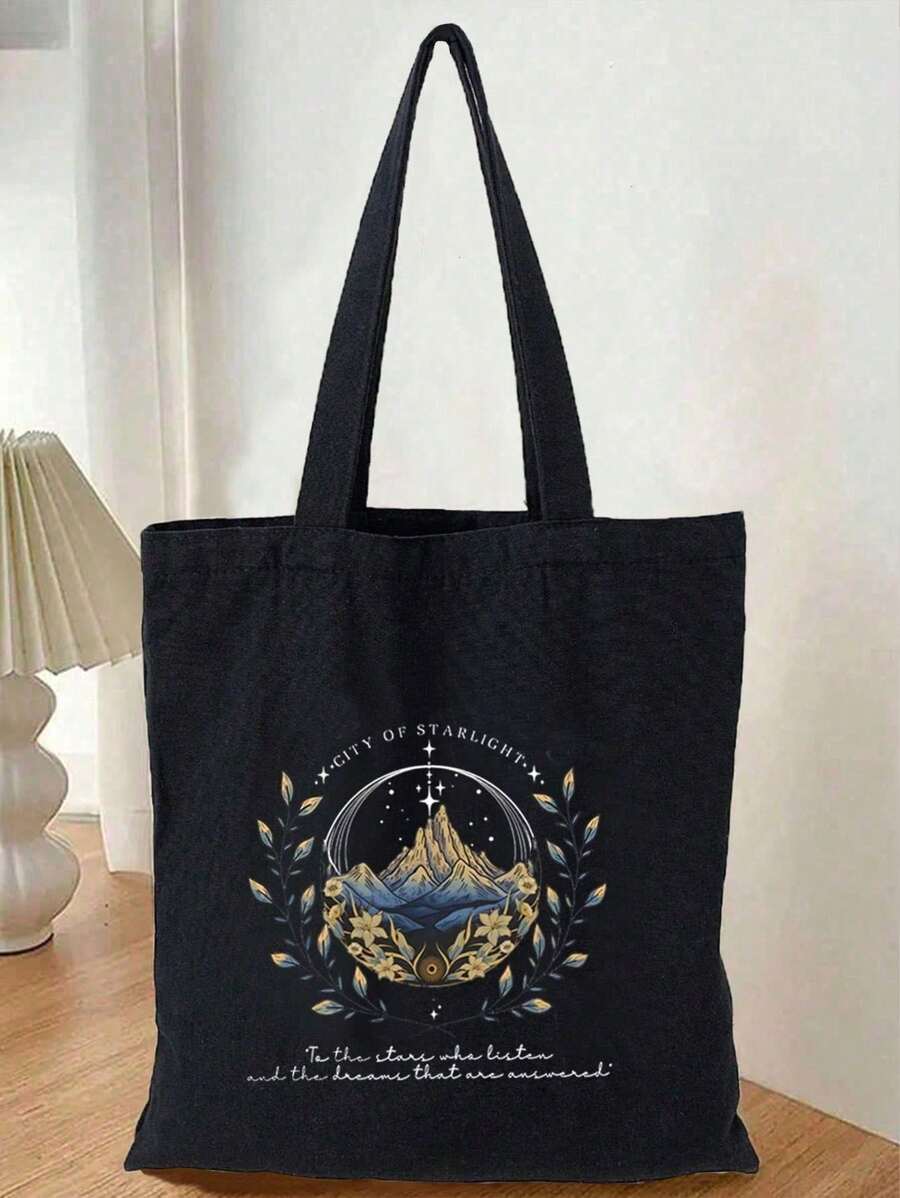 ACOTAR 图案手提包，旅行日常通勤单肩包女士购物包，折叠单肩包