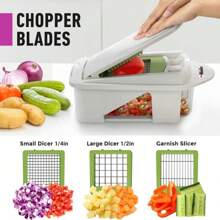 MUELLER 12 Blade Vegetable Chopper Food Slicer Pro, Mandoline Slicer, Onion Cutter, Food Chopper, Slicer, Spiralizer, Kitchen Gadgets Sets Utensils - White/Pastel Green - View 5