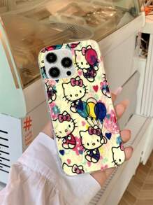 Sanrio 1 pieza Funda de teléfono transparente de TPU con diseño de Hello Kitty lindo de Sanrio, pintado con UV, antideslizante y a prueba de caídas, compatible con iPhone 16/16Plus/16Pro/16Promax, iPhone 15/15Plus/15Pro/15Promax, iPhone 14/14Plus/14Pro/14Pro Max, iPhone 13/13Pro/13Pro Max, iPhone 12/12Pro/12Pro Max, iPhone 11/11Pro Max, iPhone X/XS/XR/XS Max