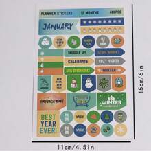 1PC Black And White Plant Pattern Notebook, Daily Writing Plan And Activity Planning, Office Event Recording, Comes With 12 Monthly Stickers For Easy Recording