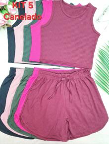 Women Two-piece Outfits - Red Violet - View 1