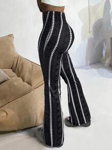 Women's Casual Geometric Print Leggings - 黑色 - 查看 2