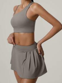 MASKERT Ensemble femme printemps et été, ensemble de sport, ensemble de yoga, débardeur, jupe, pantalon, ensemble de fitness, ensemble de sport, ensemble de tennis, exercice, loisirs à la maison, confortable et respectueux de la peau