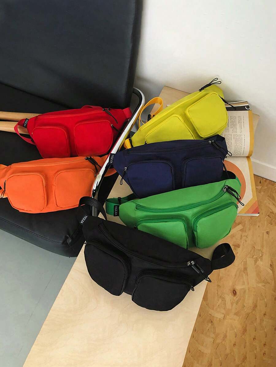 Solid Color Casual Waist Bag, Kids Minimalist Casual Shoulder/Crossbody Bag - A - View 1