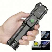 1pc Outdoor Handheld Flashlight, Telescopic High Brightness Long Lasting Camping Lamp, Portable - Black - View 5