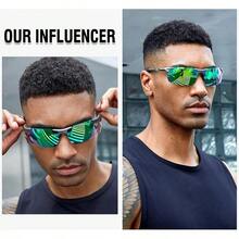 DUCO Mens Sports Polarized  UV Protection  For Men 8177s - Gunmetal Frame Revo Green Lens - View 2